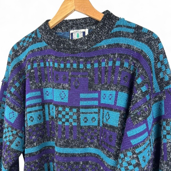 80s Poplar Classics vintage blue and purple sweater - Picture 3 of 8
